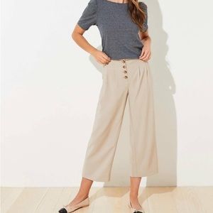 LOFT Button front fluid wide leg trousers